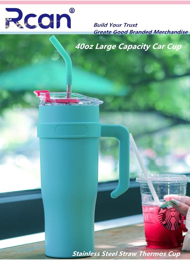 Rcan - Stainless Steel Double Layer Vacuum Hot Water Cup With Handle Lid and Straw Large Capacity Car Cup Is Sealed and Leak Proof to Portable Coffee Tea Suitable for home travel sports outdoor 40oz - Image 1