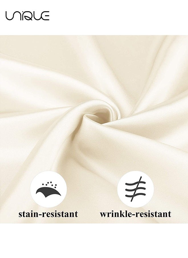 Unique 10 Pcs Satin Napkins - Square Table Napkins - 17*17" Soft Dinner Napkins Elegant Silk Napkins for Dinner Wedding Parties - Soft Smooth Fabric Washable Napkins for Parties - Weddings and Dinners (Ivory)  - Image 4