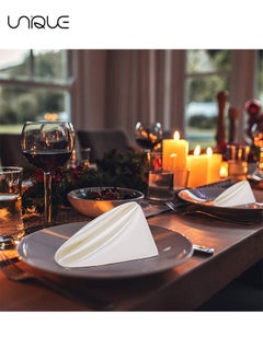 Unique 10 Pcs Satin Napkins - Square Table Napkins - 17*17" Soft Dinner Napkins Elegant Silk Napkins for Dinner Wedding Parties - Soft Smooth Fabric Washable Napkins for Parties - Weddings and Dinners (Ivory)  - Image 5