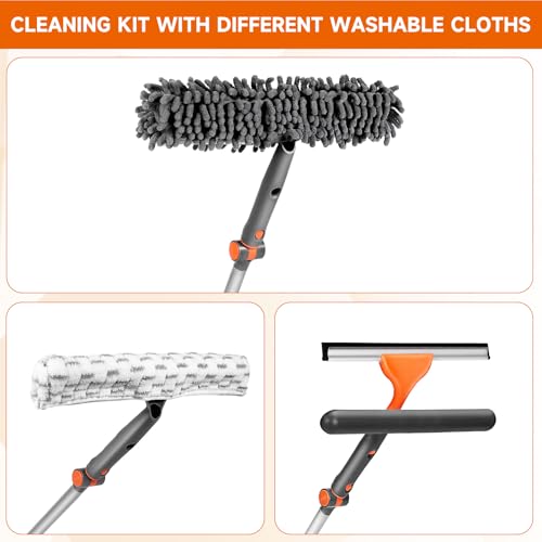 Chabatree Window Squeegee Cleaner Set 2in1 Window Cleaning Tool with Extendable Pole Window Cleaning kit with Bendable Head for Indoor Outdoor Glass for Car Indoor Outdoor High WindowsKit10 - Image 5