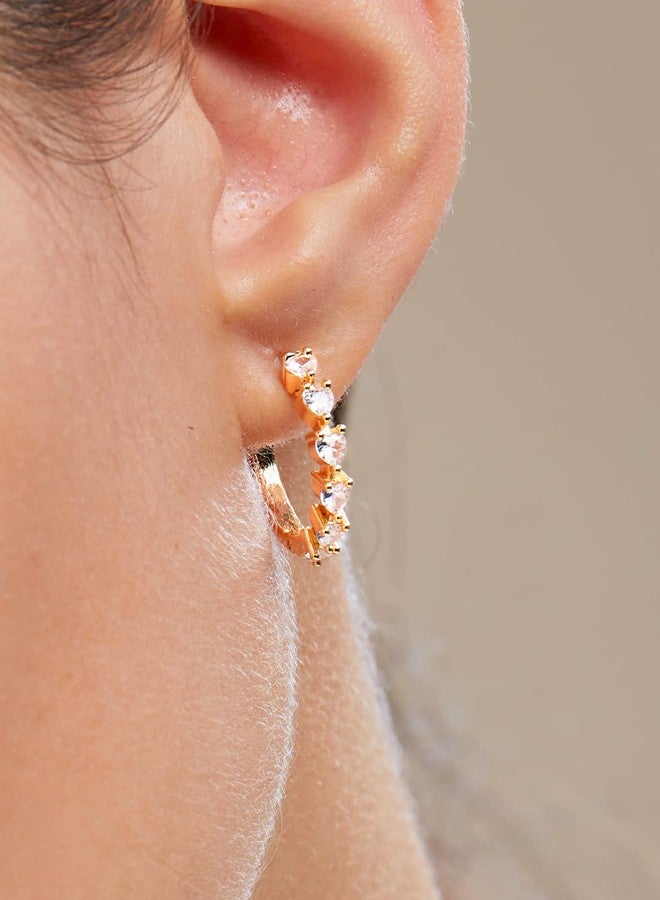 MINUTIAE Solitaire Crystal Diamond Stylish Hoop Earring | Fashion Jewellery For Women and Girls - Image 3