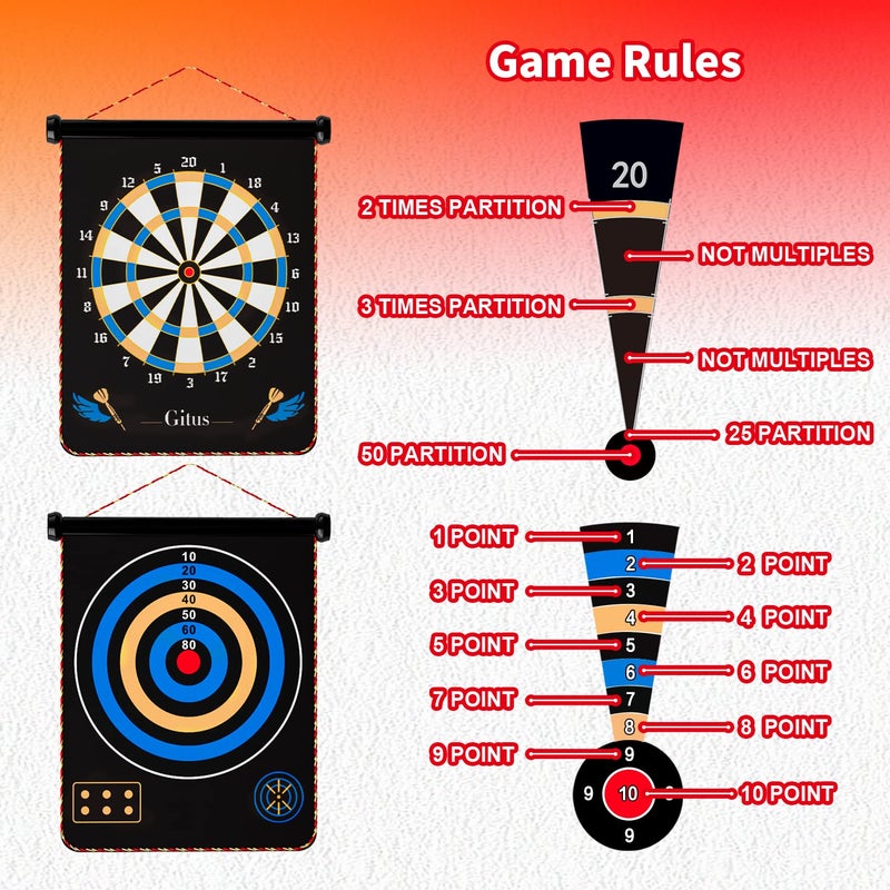 Gitus Magnetic Dart Board Indoor Outdoor Games for Kids with 12 Darts, Gifts for Teenage Boys Teen Boy Gift Ideas Gifts for Boys 8 9 10 11 12 13 14 Years Old Game Room Decor - Image 3