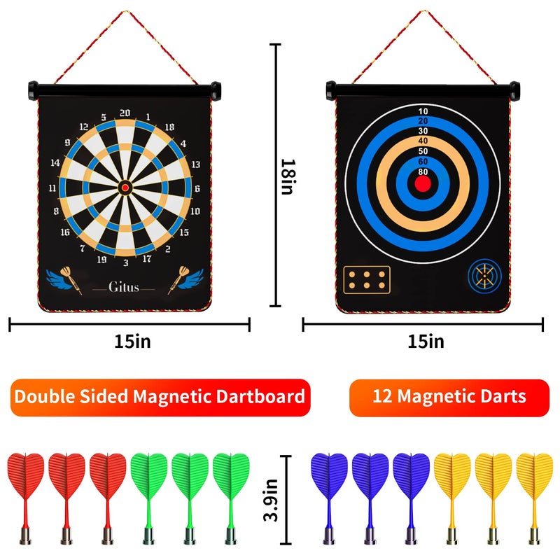 Gitus Magnetic Dart Board Indoor Outdoor Games for Kids with 12 Darts, Gifts for Teenage Boys Teen Boy Gift Ideas Gifts for Boys 8 9 10 11 12 13 14 Years Old Game Room Decor - Image 4