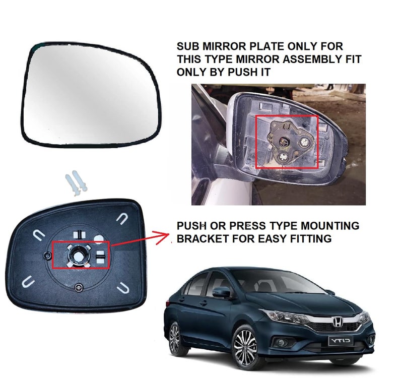 STYCARO OVRM Side Rear View Mirror Glass Plate compatible with Honda City Idtec/Ivtec 6TH GEN 2015-2019 Model (RIGHT DRIVER SIDE) - Image 2