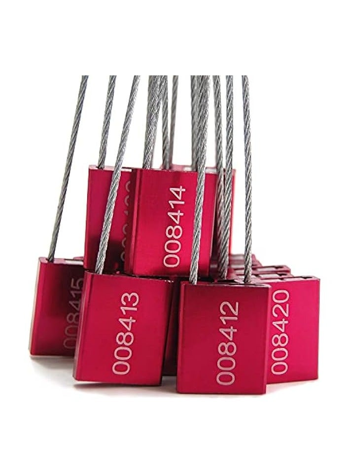 EASY 50 قطعة من أختام الكابلات الأمنية المرقمة المقاومة للتلاعب وملصقات الشحن المعدنية الفولاذية وعلامات الربط وقفل باب الشاحنة المحكم وحزام الأمان القابل للإغلاق الذاتي القابل للاستخدام مرة واحدة (أحمر) - Image 4