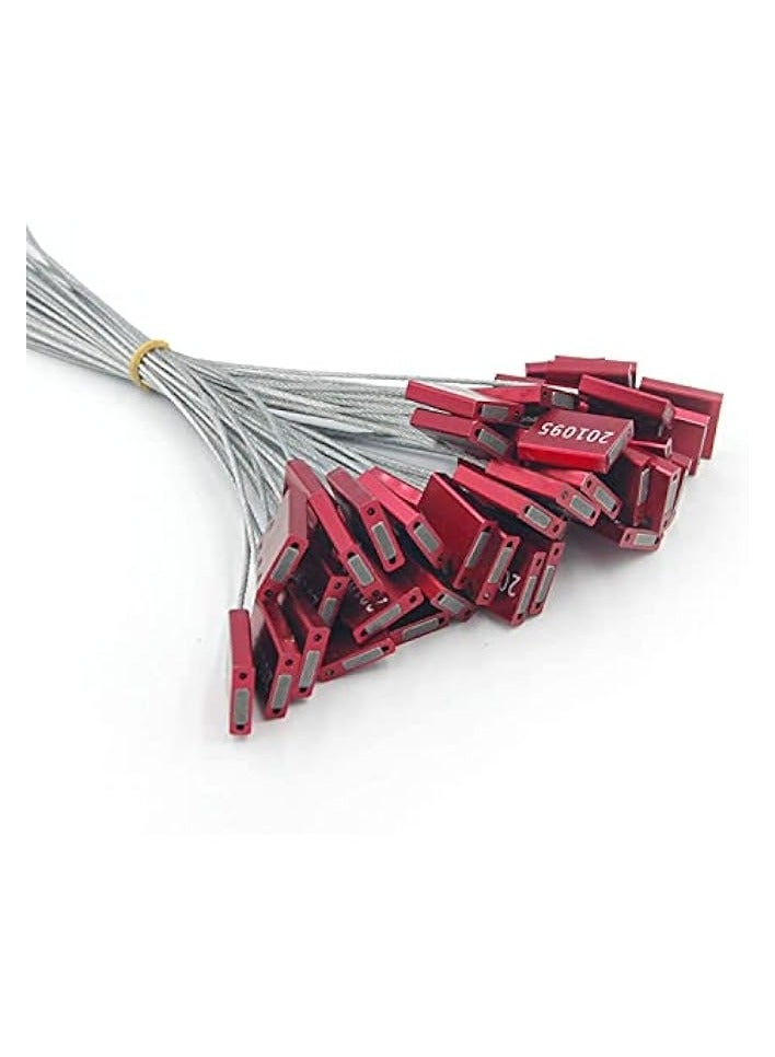 EASY 50 قطعة من أختام الكابلات الأمنية المرقمة المقاومة للتلاعب وملصقات الشحن المعدنية الفولاذية وعلامات الربط وقفل باب الشاحنة المحكم وحزام الأمان القابل للإغلاق الذاتي القابل للاستخدام مرة واحدة (أحمر) - Image 3