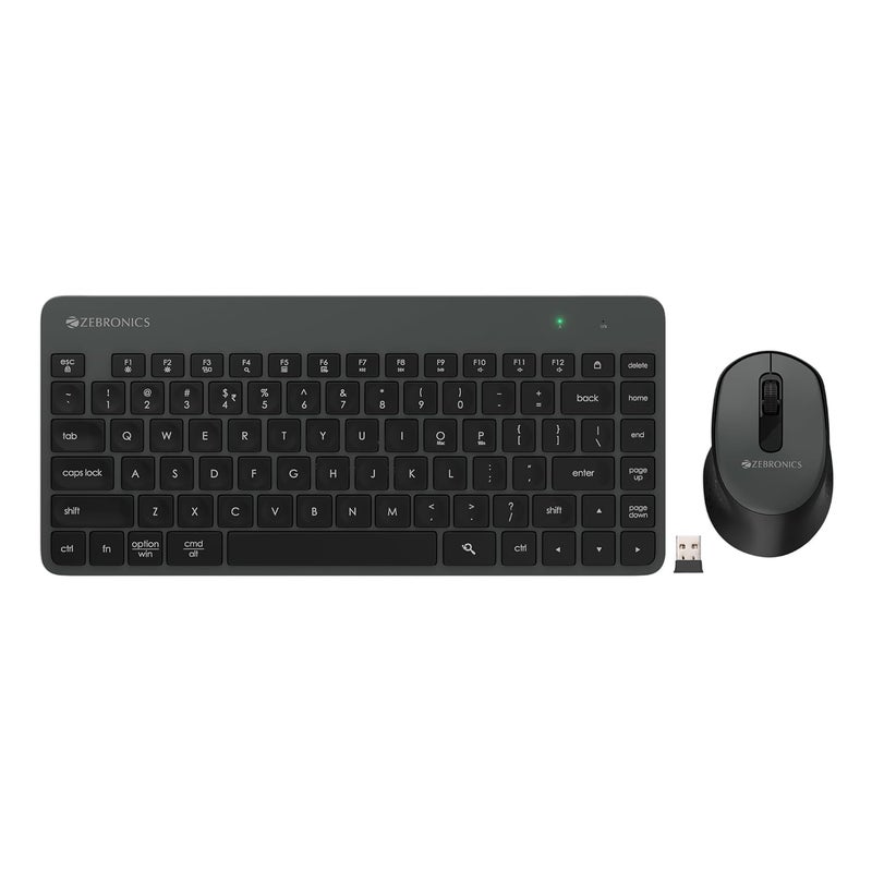 ZEBRONICS مجموعة لوحة المفاتيح والفأرة اللاسلكية Companion 201 2.4GHz، 83 مفتاح، مفتاح مساعد بالذكاء الاصطناعي، 12 مفتاح وسائط متعددة مدمجة، فأرة 3 أزرار، 1600 DPI، دقة عالية، تشغيل صامت (أسود + رمادي) - Image 1