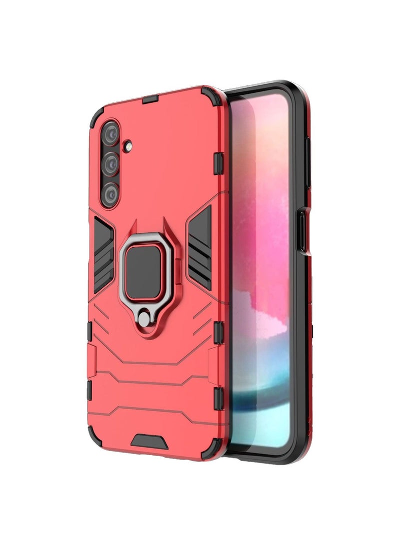 Samsung Galaxy A24 Mobile Case Cover with Hybrid Heavy Duty Protection Shockproof Defender Kickstand Armor Back Cover with Anti-Fingerprint Anti-Scratch Protector Red - Image 3