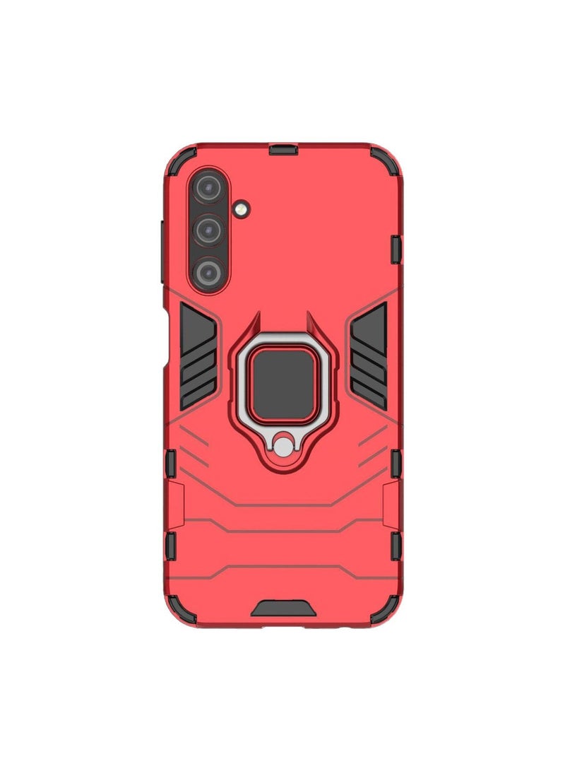 Samsung Galaxy A24 Mobile Case Cover with Hybrid Heavy Duty Protection Shockproof Defender Kickstand Armor Back Cover with Anti-Fingerprint Anti-Scratch Protector Red - Image 4
