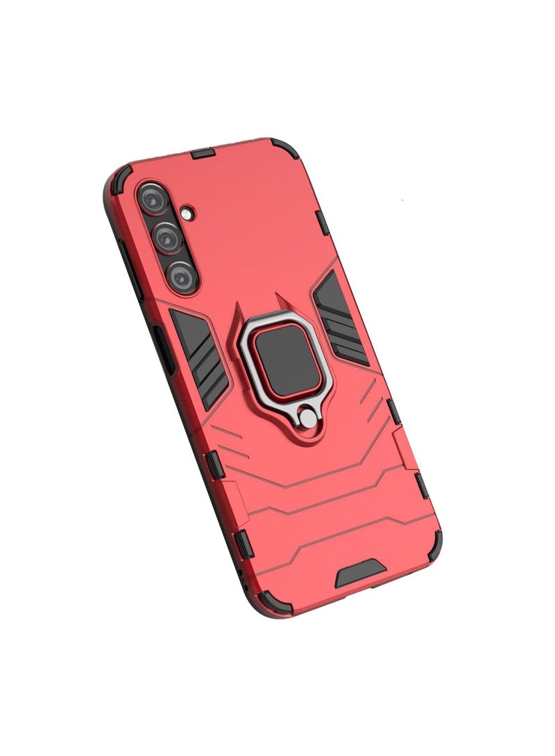 Samsung Galaxy A24 Mobile Case Cover with Hybrid Heavy Duty Protection Shockproof Defender Kickstand Armor Back Cover with Anti-Fingerprint Anti-Scratch Protector Red - Image 5