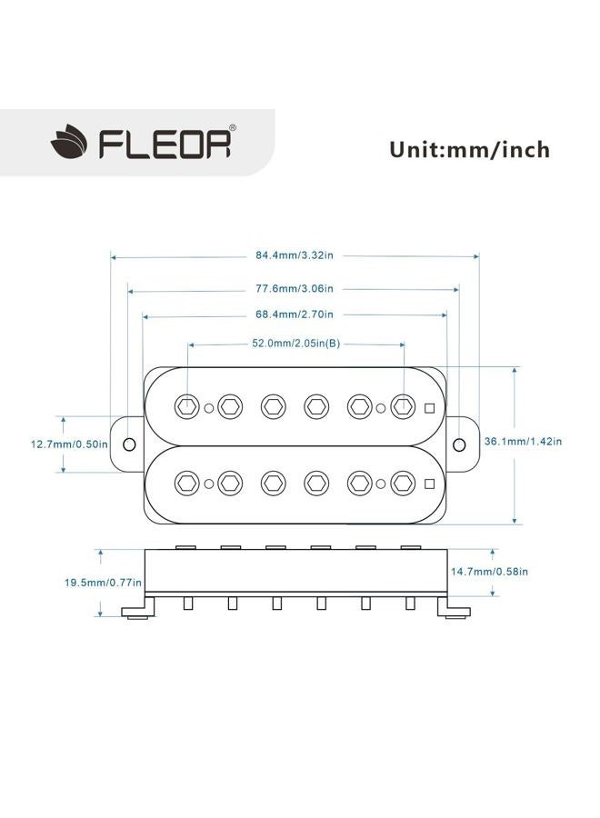 FLEOR Alnico 5 Electric Guitar Bridge Pickup Double Coil Humbucker Pickups-White - Image 2