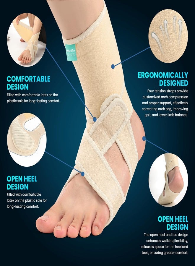 Welnove Drop Foot Brace with Arch Support, AFO Ankle Brace for Walking, Relieves Instability of Lower Limbs by Foot Drop, MS, TBI, Spinal Cord Injury, Cerebral Palsy (Left, Beige) - Image 2