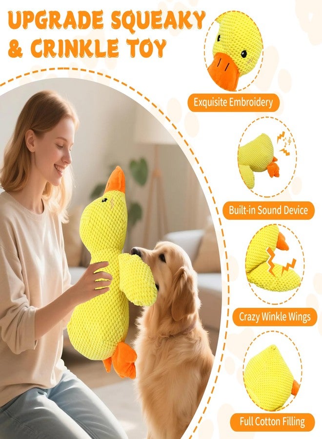VOXGET Dog Calming Duck Toy, 2026 New Interactive Plush Duck Toy with Quack Sound and Crazy Crinkle for Dogs Keep Busy, Soft Stuffed Calming Pillow for Puppy Reduce Boredom -Yellow, 17.7"x14.9"(L) - Image 2