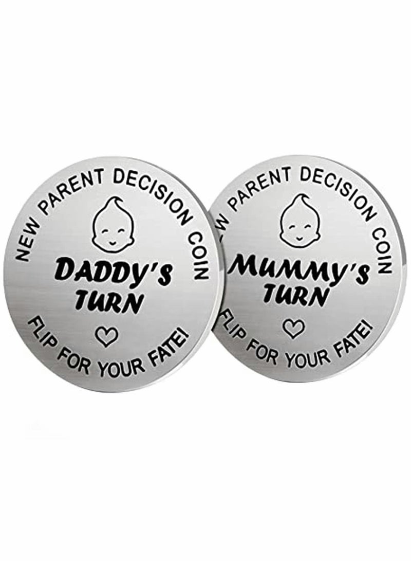 Funny Decision Coin for New Parents Gift Double-Sided Baby Shower Present for Moms and Dads Expecting First Child
