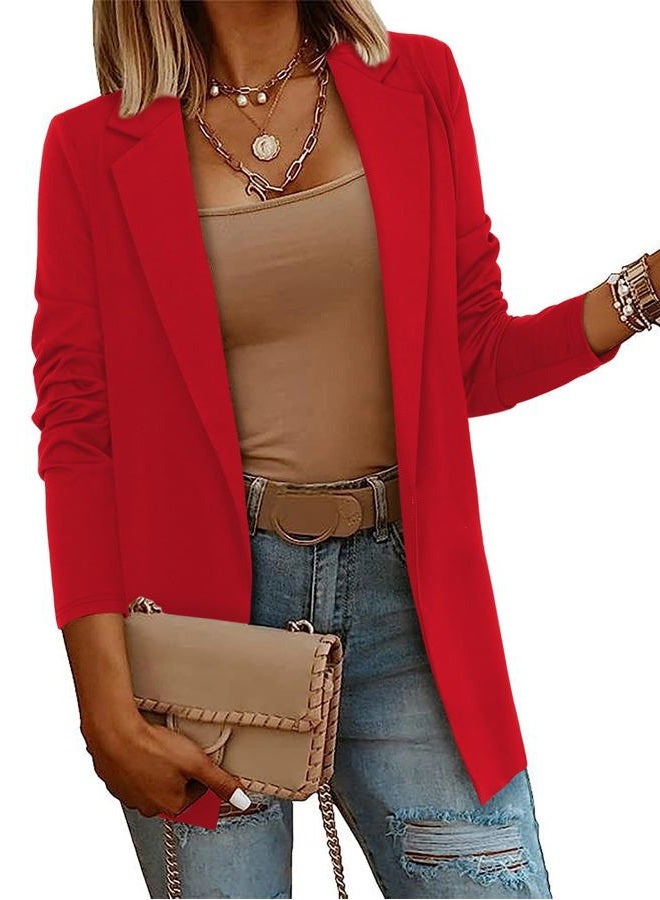 CRAZY GRID Women Business Blazer Work Casual Suit Jacket Long Sleeve Lightweight Office Blazer Business Dressy Suit Balzer Oversized 3XL Red - Image 2