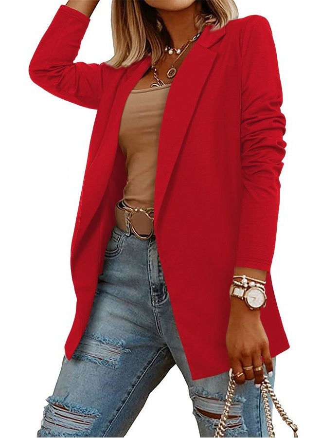 CRAZY GRID Women Business Blazer Work Casual Suit Jacket Long Sleeve Lightweight Office Blazer Business Dressy Suit Balzer Oversized 3XL Red - Image 1