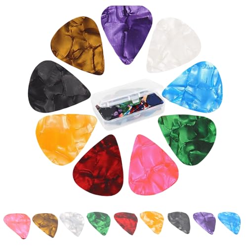 Aolfior 21 Packs Guitar Picks For Electric Acoustic Guitars Ukulele Bass,Guitar Gifts,3 different thicknesses are available in thin, medium and heavy straps (with storage box) Color Random - Image 1