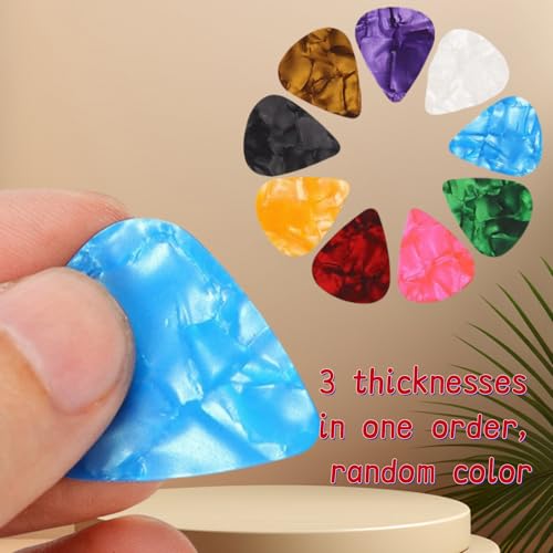 Aolfior 21 Packs Guitar Picks For Electric Acoustic Guitars Ukulele Bass,Guitar Gifts,3 different thicknesses are available in thin, medium and heavy straps (with storage box) Color Random - Image 2
