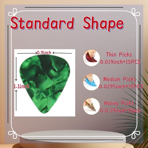 Aolfior 21 Packs Guitar Picks For Electric Acoustic Guitars Ukulele Bass,Guitar Gifts,3 different thicknesses are available in thin, medium and heavy straps (with storage box) Color Random - Image 4
