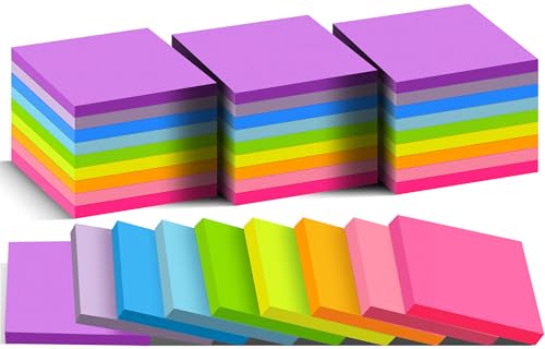 vipstar (36 Pack) Sticky Notes 3x3 in Post, 9 Bright Colors Self-Stick Note Pads it, Strong Adhesive, Easy to Post for Home, Office, Notebook - Image 1