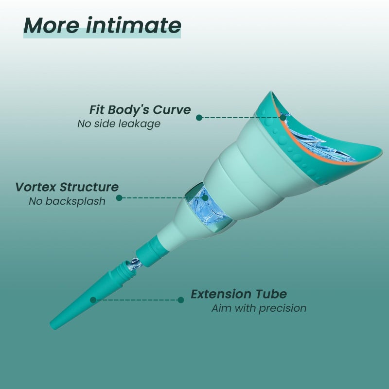 TRIPTIPS Pee Conch Foldable Female Urinal Device Portable Urinal for Women Pee Funnel for Women Travel, She Pee Cup for Women Stand to Pee Womens Urinal Funnel with Tube Case (A-Blue) - Image 4