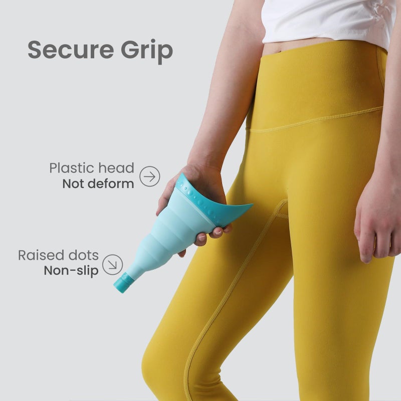 TRIPTIPS Pee Conch Foldable Female Urinal Device Portable Urinal for Women Pee Funnel for Women Travel, She Pee Cup for Women Stand to Pee Womens Urinal Funnel with Tube Case (A-Blue) - Image 3