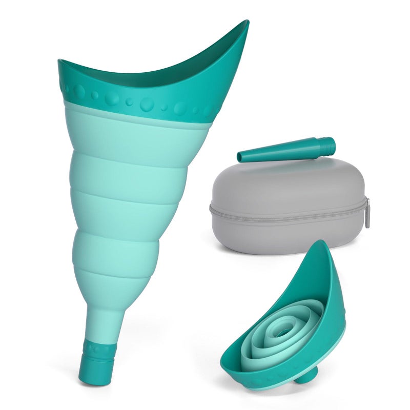 TRIPTIPS Pee Conch Foldable Female Urinal Device Portable Urinal for Women Pee Funnel for Women Travel, She Pee Cup for Women Stand to Pee Womens Urinal Funnel with Tube Case (A-Blue) - Image 1