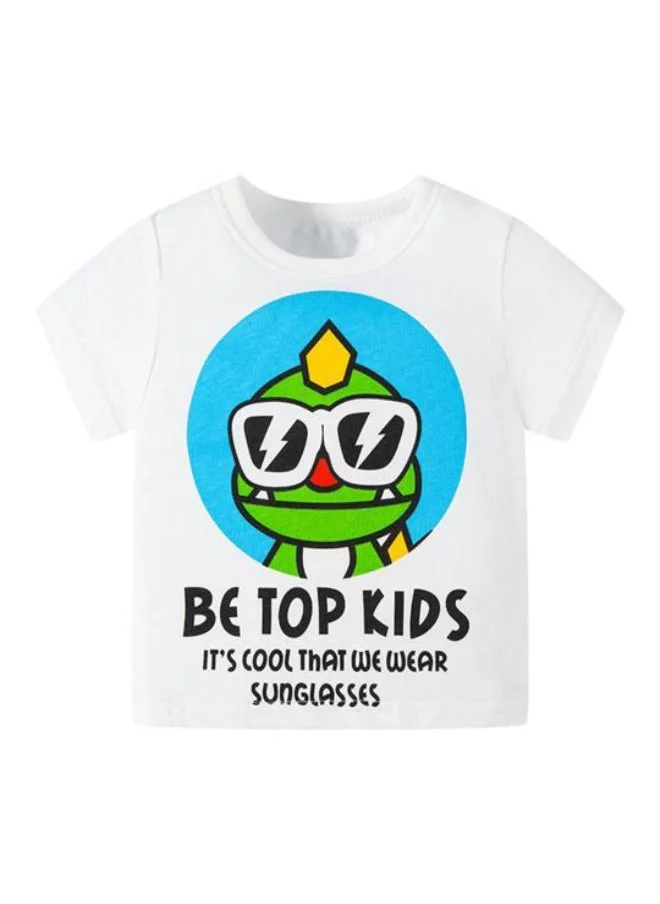 يونيكي White Printed Short Sleeve Crew Neck T-Shirt