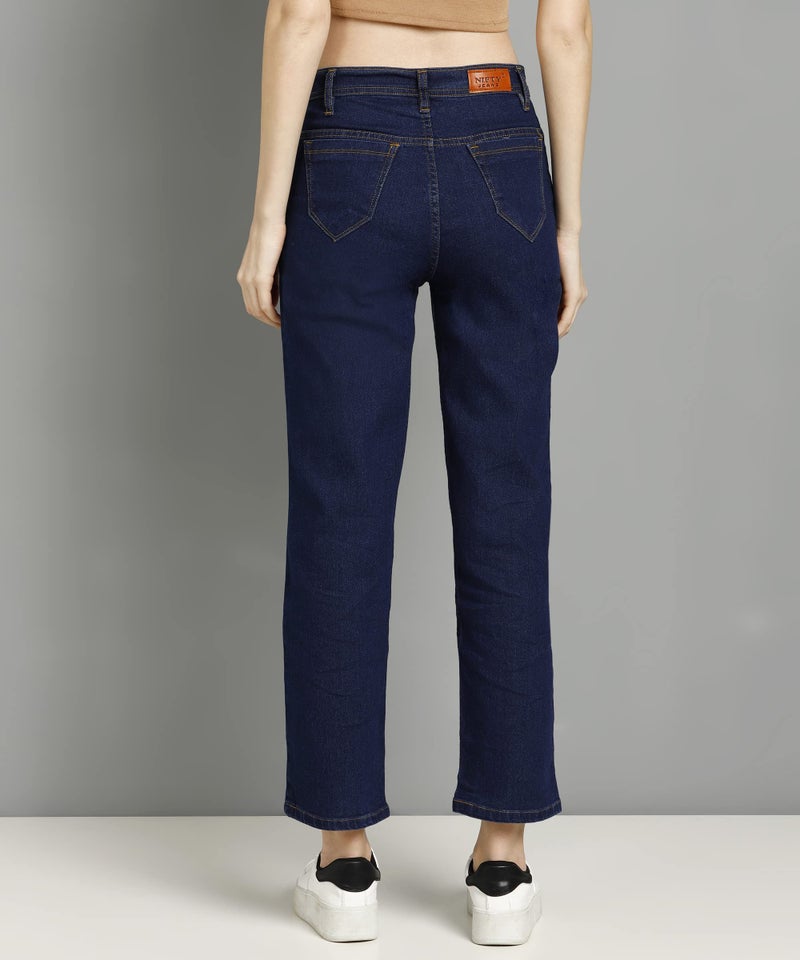 Nifty Women's Denim Straight Fit Boyfriend Jeans (Jean_1439_BSC_28_Basic_Blue_28) - Image 2