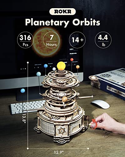 ROKR 3D Wooden Puzzles for AdultsOrrery Solar System Model KitCrafts for Adults TeensGift for Fathers Day - Image 5