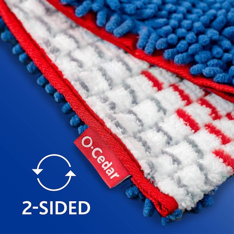 o cedar O-Cedar Hardwood Floor 'N More Microfiber 3-Action Flip Mop Refill (2-Pack) | Double-Sided Mop Head with Microfiber and Chenille | Reusable, Machine-Washable Mop Head Replacement - Image 4