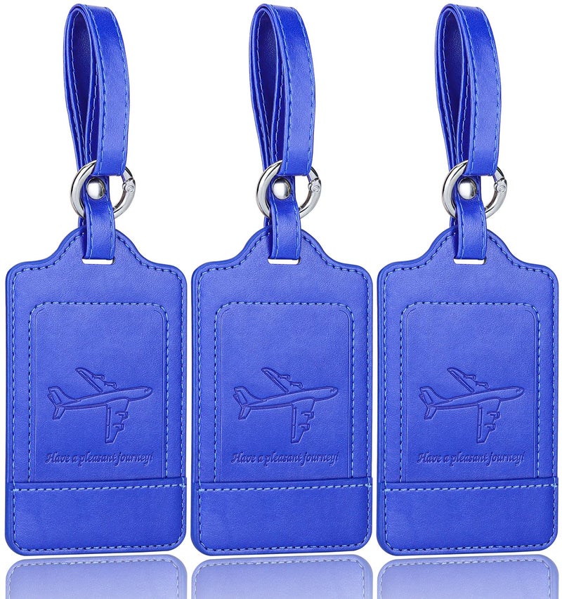 Teskyer Luggage Tags, 3 Pack Premium PU Leather Luggage Tags Privacy Protection Travel Bag Labels Suitcase Tags - Image 1