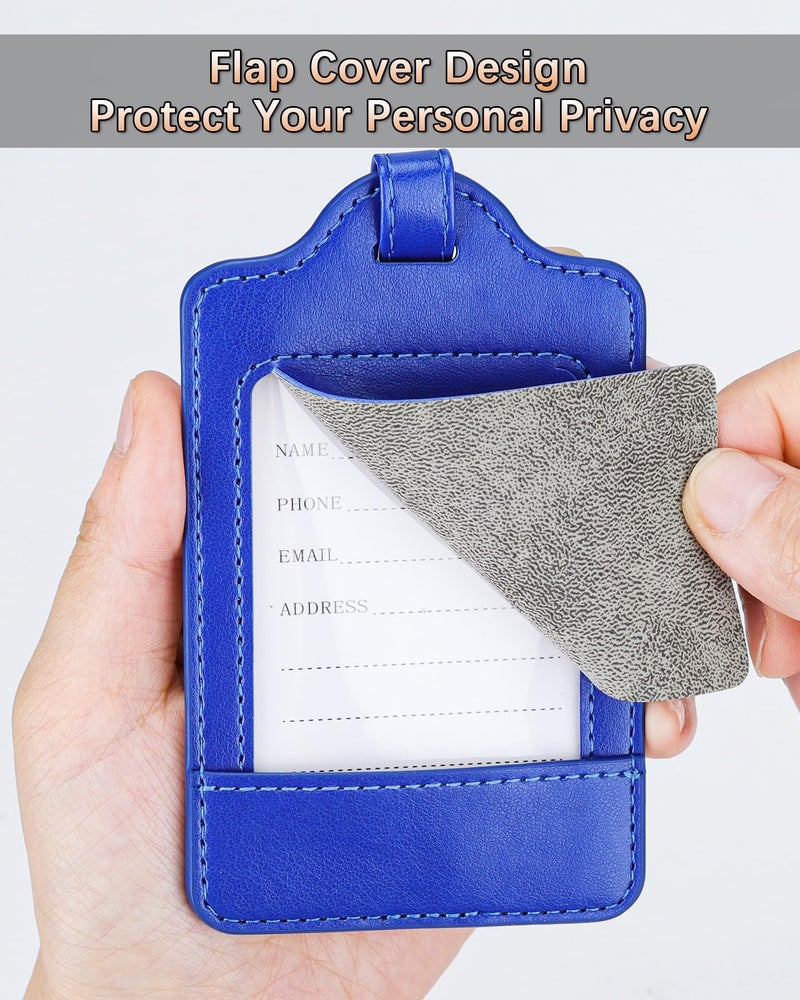 Teskyer Luggage Tags, 3 Pack Premium PU Leather Luggage Tags Privacy Protection Travel Bag Labels Suitcase Tags - Image 2