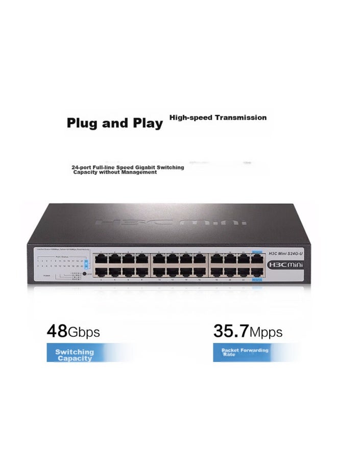 H3c 24-port Gigabit Switch, Unmanaged Enterprise-grade Switch, Network Cable Splitter, Built-in Mini S24g-u - Image 1