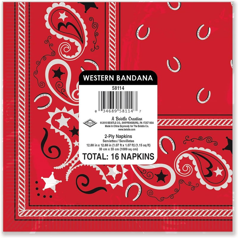 Beistle Red Bandana Luncheon Napkins 16 Count - Image 2