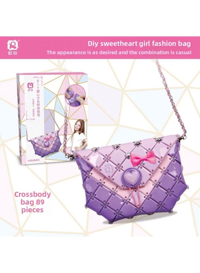 Children's Detachable Woven Shoulder Bag Handmade Material Bag Diy Handmade Bag Girl Gift Toy-Color:Crossbody Bag (89 Pieces)  - Image 1