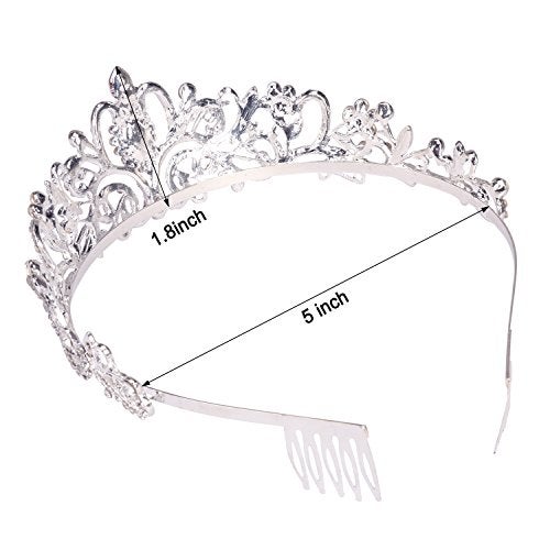 Didder Silver Crystal Tiara Crown Headband Princess Elegant Crown with combs for Women Girls Bridal Wedding Prom Birthday Party - Image 2