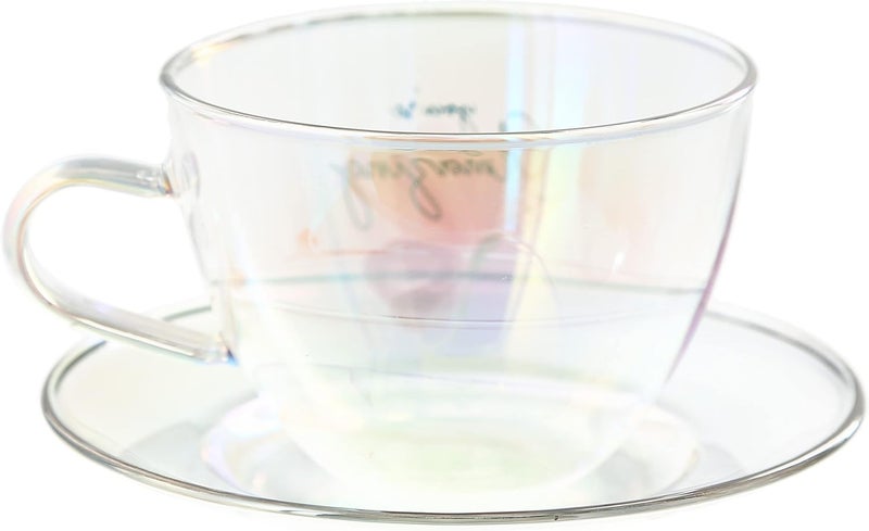 Pavilion Gift Company  Youre Amazing  7ounce Glass Teacup with Saucer Set Iridescent Coffee Cup Floral Pattern Teacup Valentines Day Gift Ideas For Friend Girlfriend Mug 1 Count  Pack of 2 - Image 2