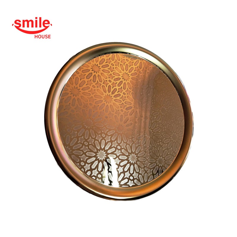 Smile House - Decorative Round Serving Tray, Gold Stainless Steel (30cm) - Image 3