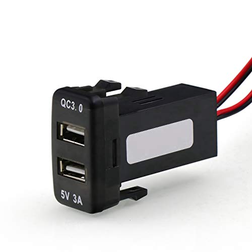 Timloon QC3.0+5V 3A Dual USB Power Socket, Quick Charge Car Charger USB Adapter for Smart Phone PDA Android GPS Use for Toyota VIGO - Image 1