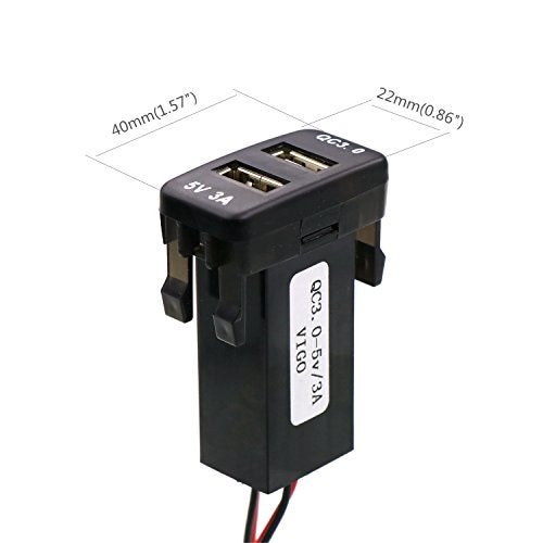 Timloon QC3.0+5V 3A Dual USB Power Socket, Quick Charge Car Charger USB Adapter for Smart Phone PDA Android GPS Use for Toyota VIGO - Image 2