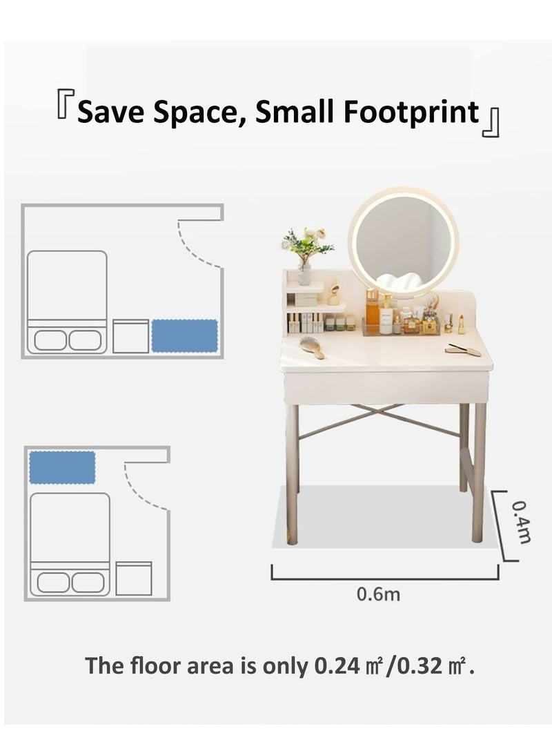 YY-Recheer Dressing Table with LED Mirror, Modern Dresser Bedroom Makeup Table with Drawer, USB Plug in Vanity Table - Image 5