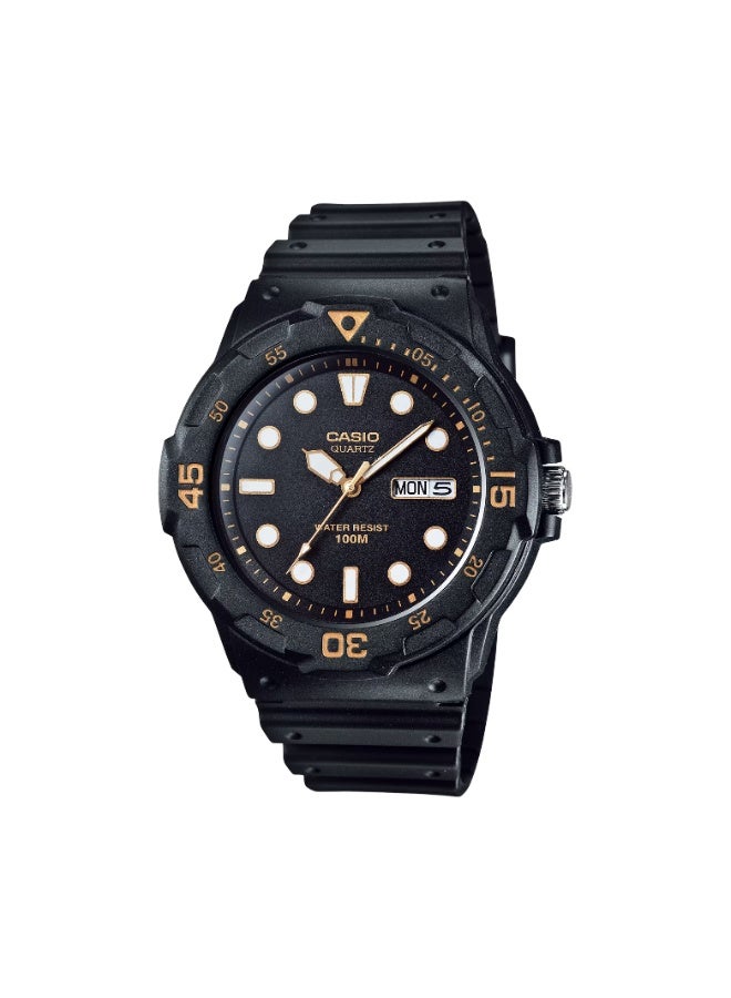 كاسيو ساعة كاسيو MRW-200H-1EV للرجال – إطار أسود بالكامل وسوار ريزن أسود | مقاومة للماء 100 متر | عرض اليوم والتاريخ - Image 1