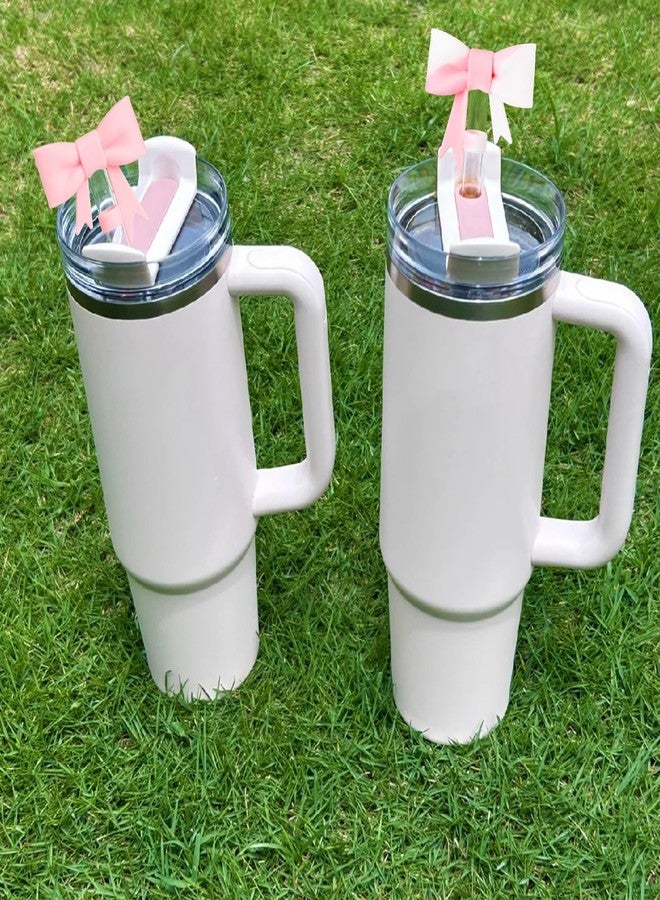 Jinshining Bow Straw Cover for Stanley 40&30 Oz Cup, 10mm Silicone Straw Covers Cap for Stanley Cup Accessories, Cute Straw Topper for Tumblers, Straw Cap Stopper for Reusable Straws Tip Lids (Beige) - Image 5