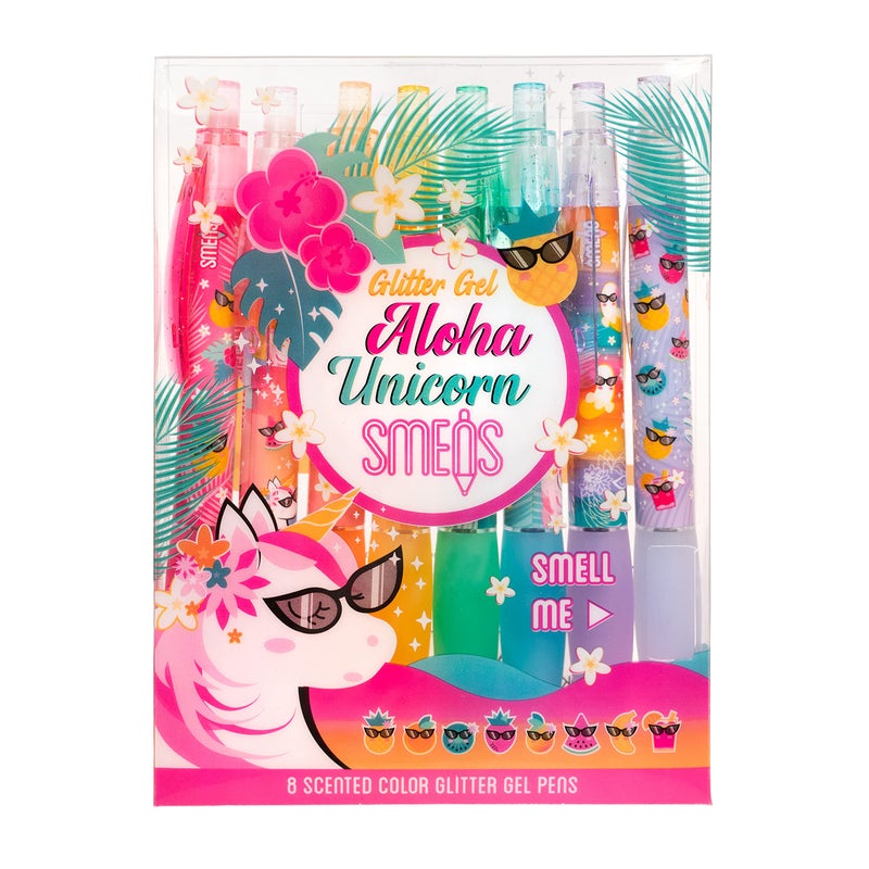 Scentco Glitter Gel Smens (Aloha Unicorn) - Patented Gourmet Scented Pens, Colored Glitter Gel Ink, Medium Point, 8 Count - Image 2