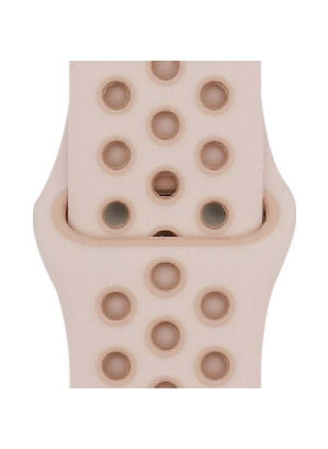 Generic Suitable For Apple Two-color Silicone Nike Strap Nike Hole Apple Iwatch Breathable Sports Watch Strap-Color:52 Oxford Pink + Rose Gray-Specifications:38/40/41mm-L  - Image 1