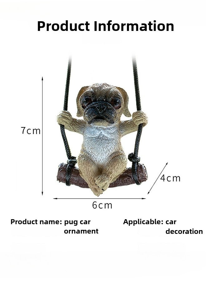 Generic Car rearview mirror Swing French Bulldog Pendant cute cartoon Sunglasses Necklace Style Ornament Creative dog pendant decoration  - Image 5