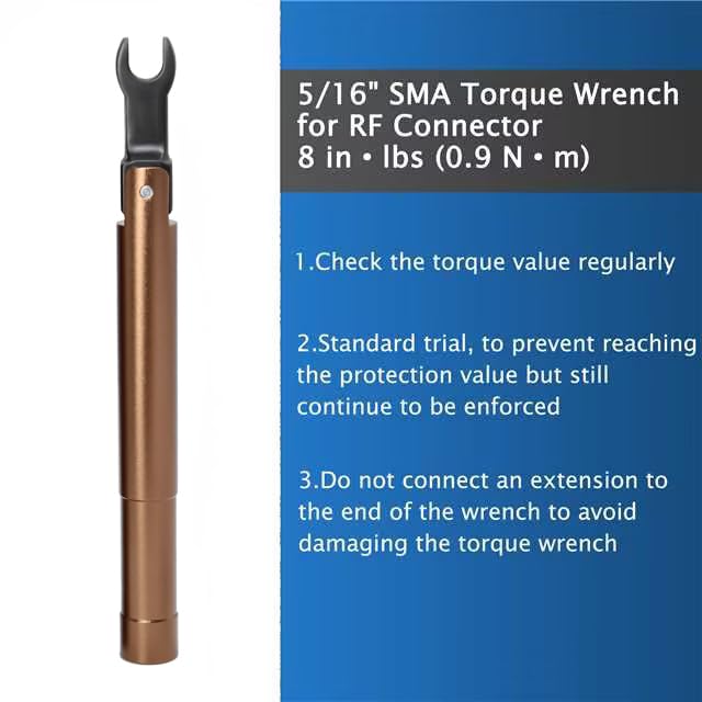 UU TOJOIN TOJOIN 1 pcs SMA Torque Wrench for RF Connector 8 in·lbs (0.9 N·m) Opening 8mm (5/16") for SMA 3.5mm/2.92mm Adapter Convertor Portable Spanner for Professionals Industry Brown - Image 5