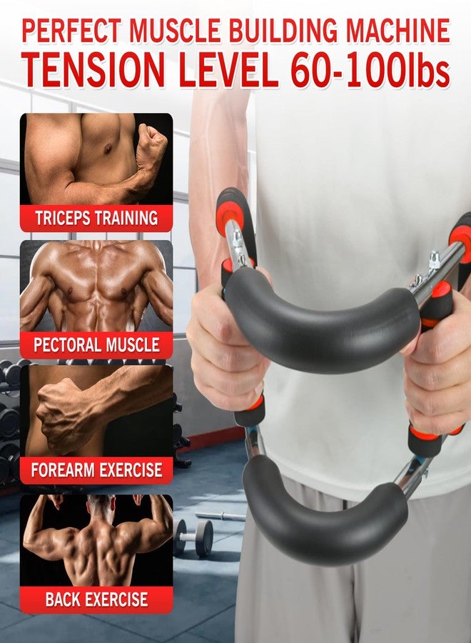 Nvhaly Twister Arm Trainer - Adjustable 60-100lbs Resistance Arm & Chest Workout Equipment for Home Gym Fitness , Arm Strengthener for Men, Power Twister Bar for Biceps, Forearm & Shoulder Training (red) - Image 2