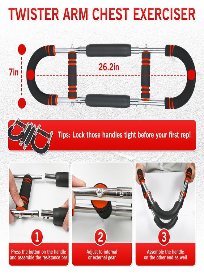 Nvhaly Twister Arm Trainer - Adjustable 60-100lbs Resistance Arm & Chest Workout Equipment for Home Gym Fitness , Arm Strengthener for Men, Power Twister Bar for Biceps, Forearm & Shoulder Training (red) - Image 4
